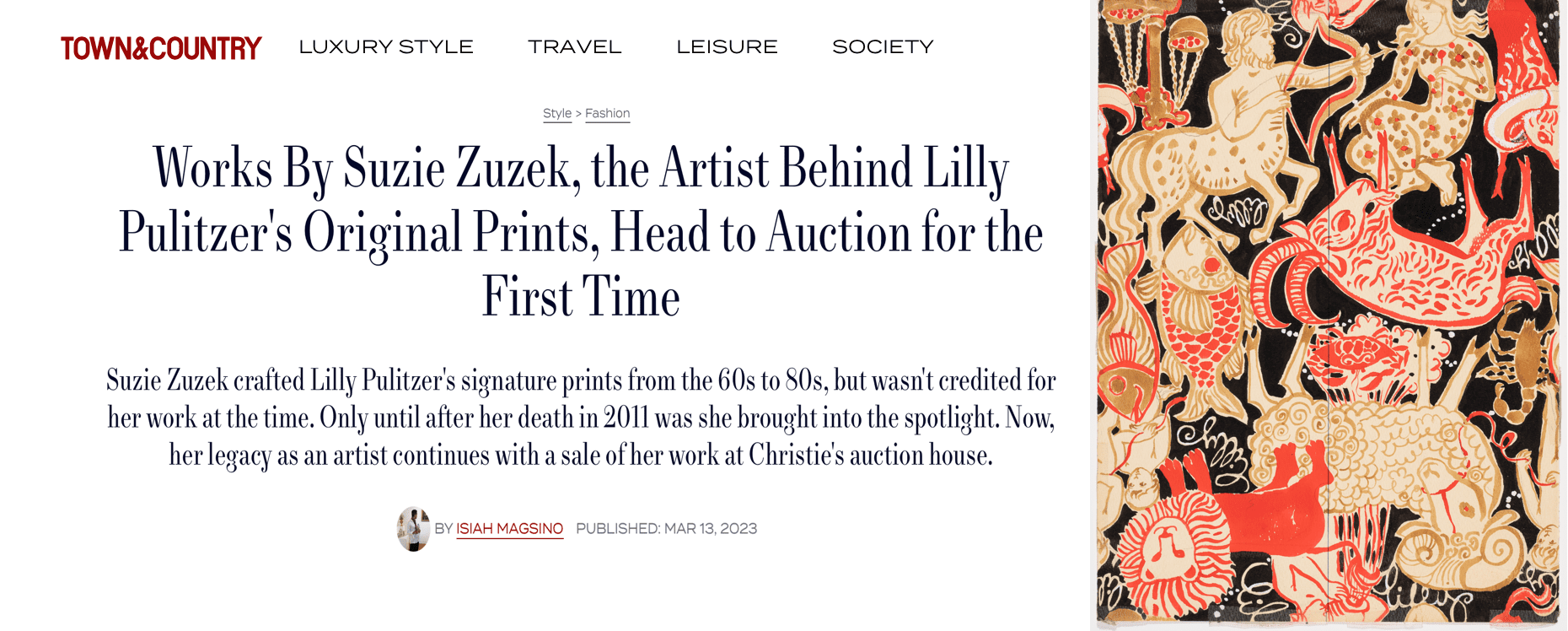 A newspaper article about lilly pulitzer.